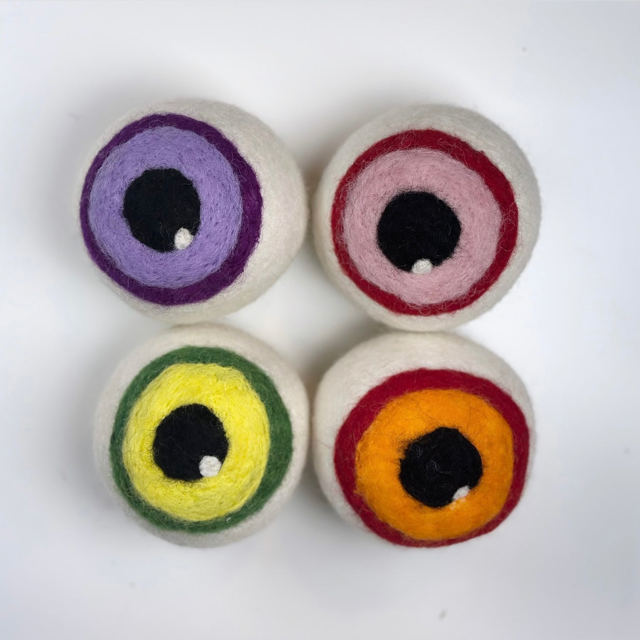 Organic Wool Dryer Balls--Eyeballs--Assorted Colors