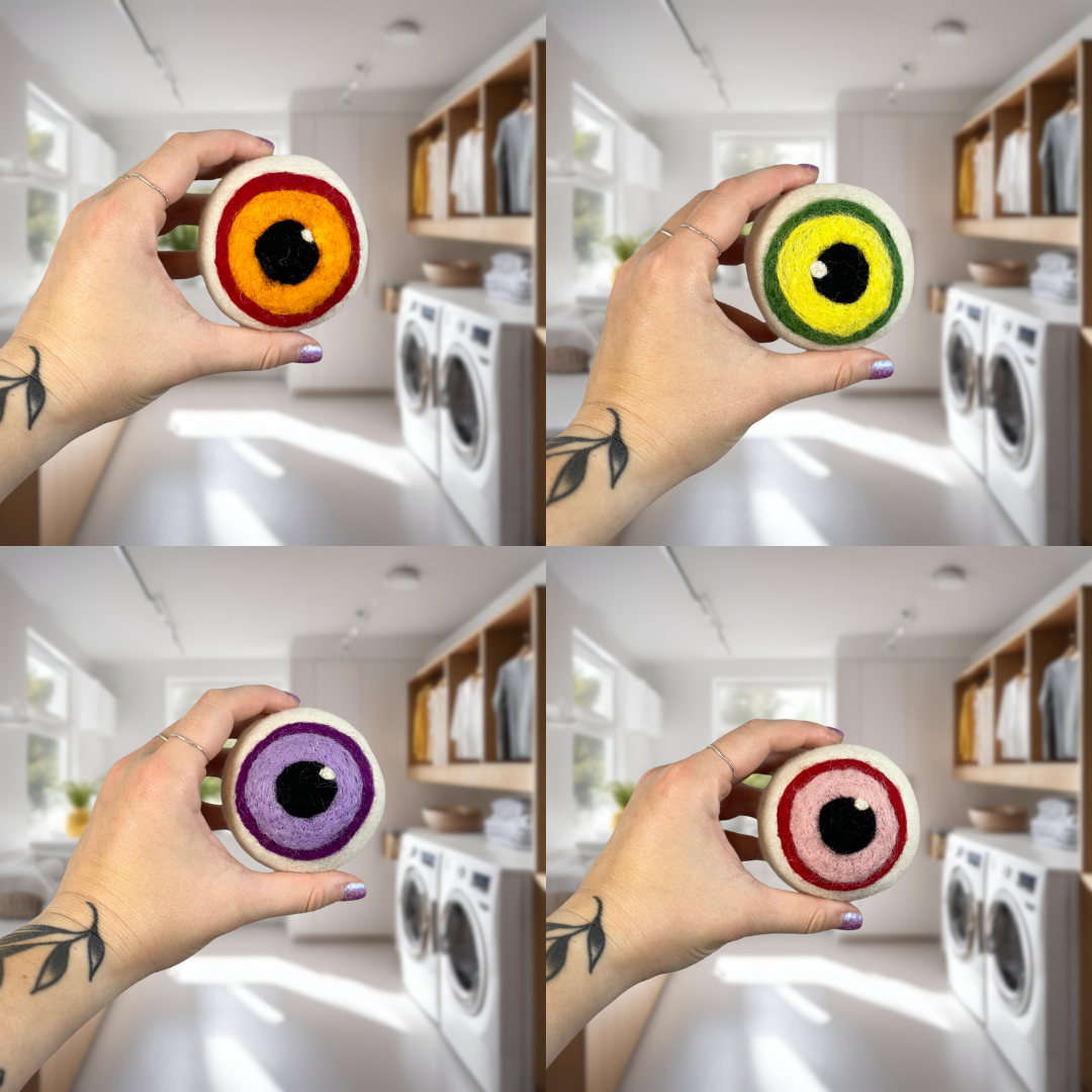 Organic Wool Dryer Balls--Eyeballs--Assorted Colors