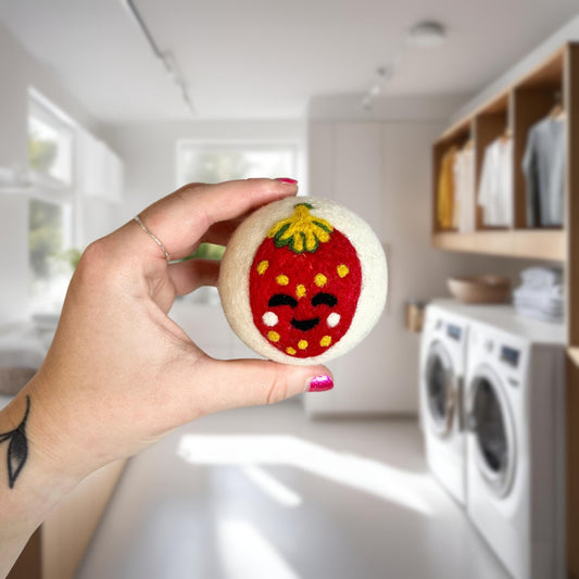 Organic Wool Dryer Balls--Sweet Strawberry