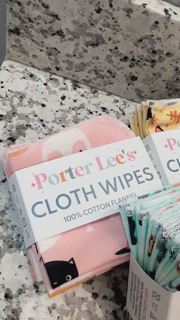 Reusable Cloth Wipes--Spooky Assorted Prints--Porter Lee's